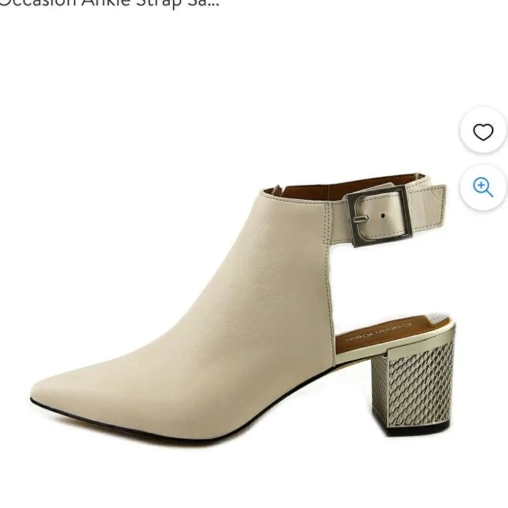 Calvin Klein Womens Nylee Leather Pointed Toe Special Occasion Ankle Strap S 9,5